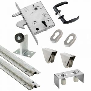 Estebro - Kit complet portail coulissant roue acier gorge u en applique Ø100x20mm + rail 6m