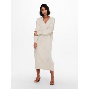 Only Onlnew Tessa L/S MIDI V Dress KNT Noos Robe Longue, Pumice Stone, XS Femme