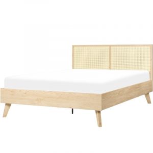Beliani Lit double en bois d'ingénierie bois clair 140x200