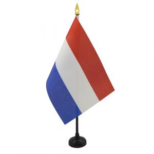 AZ FLAG - Mini Drapeau Pays-Bas De Table - 15x10 cm - Drapeau Hollandais - Néerlandais De Bureau 100% Polyester Avec Hampe Pointe Dorée