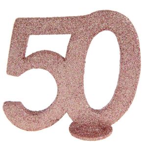 Ruedelafete CHIFFRE Anniversaire Vertical déco, 50 pailleté Rose Gold