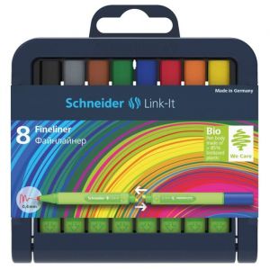 Schneider (Papeterie) Stylos Fineliner Link-It - pointe nylon 0,4mm - coloris assortis - étui de 8