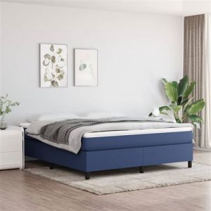 VidaXL Sommier &agrave; Lattes de Lit avec Matelas, Lit Rembourr&eacute;, Lit Double, Lit Adulte de Chambre &agrave; Coucher Int&eacute;rieur, Moderne, Bleu 160x200 cm Tissu 3144437