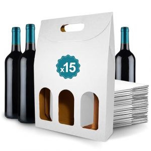 15 Boîtes en Carton Blanc Vides pour 3 Bouteilles de Vin 27x9x40 cm Emballage pour Bouteille de Vin
