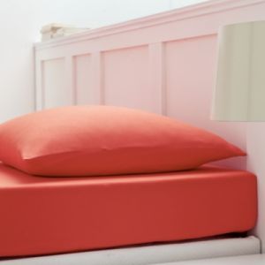 Image de Blanc des vosges Uni Jersey Drap housse Extensible Coton Orange 140x190 cm à 160x220 cm