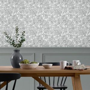 Laura Ashley Papier peint intissé Louise Slate 1005 x 52cm Gris - Gris
