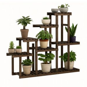 Frankystar - Takumi - &Eacute;tag&egrave;re &agrave; Plantes Jardini&egrave;re 113x97x25 cm Porte-Pots d'Int&eacute;rieur 9 Niveaux en Bois de Sapin