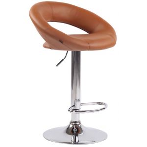CLP Tabouret de bar Olinda en similicuir marron clair Métal chromé