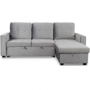 Canapé D'angle Convertible "rabano" 230cm Argent Prix