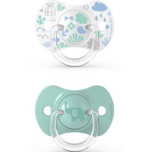 Suavinex Lot de 2 sucettes sym&eacute;triques SX PRO Memories vert aigue-marine (6-18 mois)