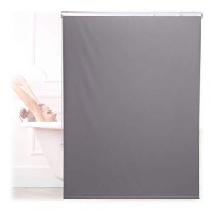Relaxdays Store de baignoire, 120x240 cm, rideau de douche hydrofuge, plafond & fenêtre, pare-bain, salle de bain, gris