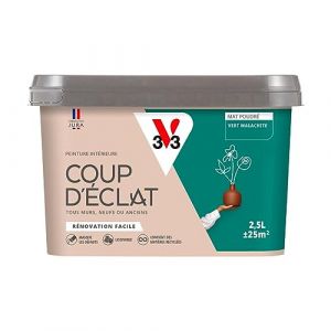V33 Peinture murale intérieure Coup d'Éclat Vert malachite Mat Poudré 2,5L