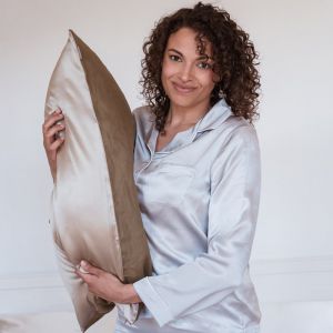 Taie d'oreiller en soie et lin 51x76