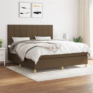 VidaXL 3142356 Lit à sommier tapissier avec matelas Marron foncé 180x200 cm
