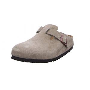 Image de Birkenstock Boston Taupe Semelles Souples Cuir Velours