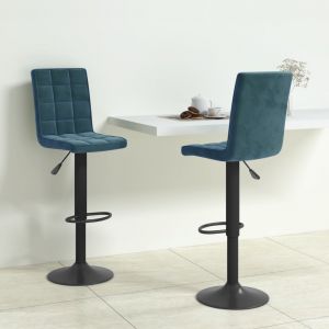 VidaXL Tabourets de bar 2 pcs Bleu Velours Bleu