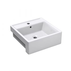 Mai & Mai Lavabo vasque à encastrer blanc 41cm évier lave mains salle de bain avec trop plein ME202