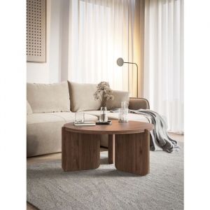 Selsey - preffines Table basse ronde - 80 cm - couleur noyer