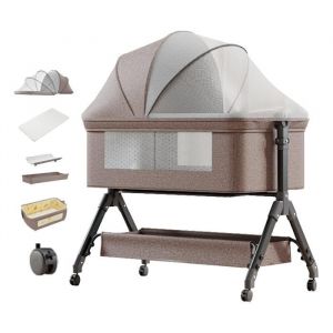 Lit Bébé Magic Zc Lit Bebe Lit Cododo Evolutive 0-2ans Hauteur Réglable Table À Langer Panier De Rangement Avec Matelas Jusqu'à 20kg