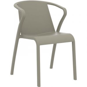 Image de DCB Garden Fauteuil de jardin empilable FADO en polypropylène renforcé avec fibre de verre - TAUPE