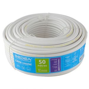 Sedea C&acirc;ble coaxial 17 VAtC/PH/A Triple Blindage en couronne de 50 m&egrave;tres - blanc - 032750