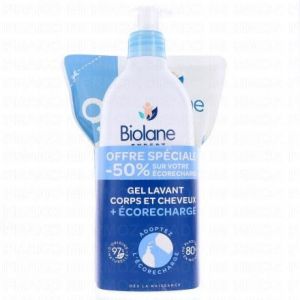 Biolane Gel Limpiador Cuerpo Cabello 500ml + Recargo 500ml
