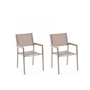 Image de Beliani Lot de 2 chaises beiges en acier GROSSETO