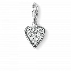 Thomas Sabo Pendentif Charm ´´Cœur vintage´´ blanc 1747-643-14