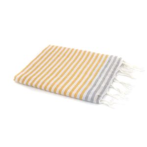 Fouta Bora Bora jaune tournesol/gris perle - 100x200 cm
