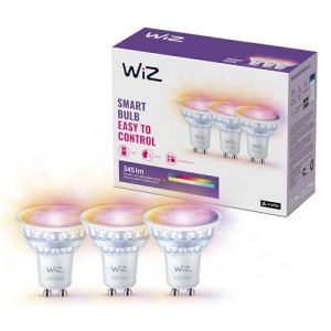 WIZ Ampoule LED Connectée, Couleur, Spots GU10, équivalent 50W, avec détecteur de mouvement, Connexion Wi-Fi, Contrôle possible par la Voix, App, Alexa, Google Assistant et Apple HomeKit, Lot de 3