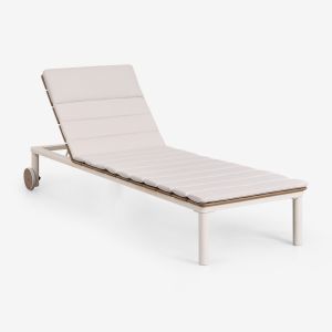 Chaise Longue Inclinable En Bois D'acacia Sirka Blanc Gardenia