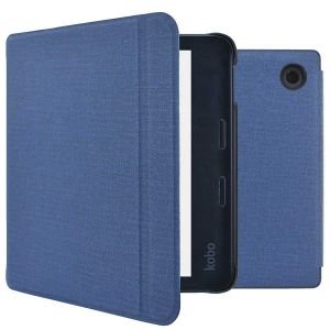 Imoshion &Eacute;tui de liseuse portefeuille Canvas Sleepcover avec support Kobo Libra 2 / Tolino Vision 6 - Bleu fonc&eacute;
