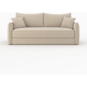 Rendez Vous Déco Canapé convertible 3 places en tissu effet lin beige - céleste