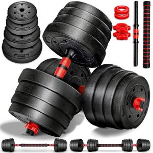 RE:SPORT Set d'haltères 2 en 1 de 30 kg Set d'haltères réglables Haltères courtes & haltères Fermetures en étoile & tube de raccordement