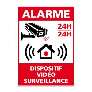 Signaletique.biz France - Panneau de signalisation prépercé pvc ou alu rectangulaire + kit de fixation - Alarme, dispositif vidéo surveillance - alu