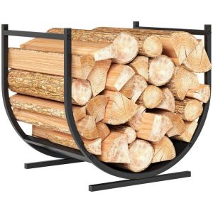 Outsunny Range-bûches - incurvé robust - pour intérieur et extérieur - cadre en métal - 43 x 33 x 38 cm - noir
