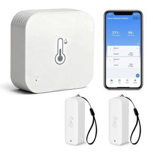 Thermom&egrave;tre Connect&eacute; WiFi Hygrom&egrave;tre Int&eacute;rieur/Ext&eacute;rieur, Port&eacute;e 150m, Exportation & &Eacute;talonnage Gratuits, 2 Capteurs + Station,&iquest;.