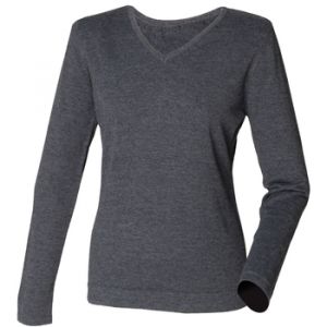 Image de Henbury - Pull &agrave; col en V - Femme (34) (Gris marne) - UTRW660