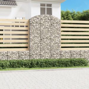 VidaXL Panier de gabions arqu&eacute; 150x30x220/240 cm Fer galvanis&eacute;