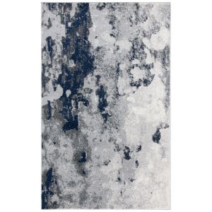 Image de Tapis de salon interieur en bleu marine & gris, 155 x 229 cm