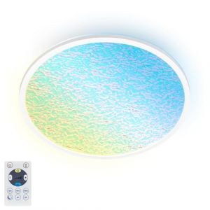 Image de BRILONER - Plafonnier LED avec panneau acrylique, blanc chaud à froid, télécommande, lampe LED, salon, cuisine, éclairage de plafond, Ø42x2,8 cm, blanc