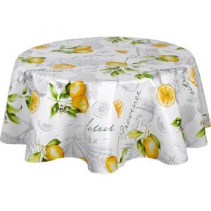 Nappe en toile cirée ronde motifs citron Diam. 150 cm