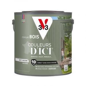 V33 Peinture bois extérieur Couleurs d'Ici Kaki grisé Velours 2L - Kaki grisé