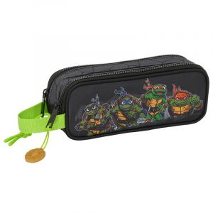 Safta Tortues Ninja Trousse Double pour Enfant, idéale pour Les Enfants d'âge Scolaire, Confortable et Polyvalente, qualité et résistance, 21 x 6 x 8 cm, Gris/Noir, Gris/Noir, Estándar, Décontracté