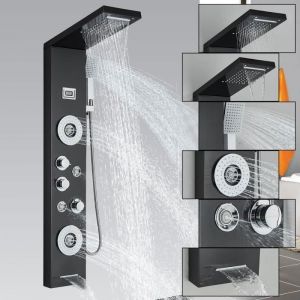 Colonne de Douche - Haute Qualité - 5 en 1 - Acier Inox - 4 Jets de Massage - Mitigeur Thermostatique