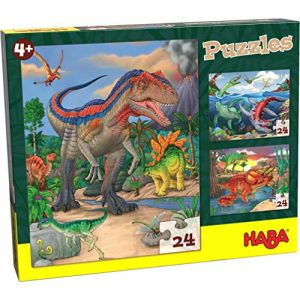 Image de Haba Puzzle Dinosaures 3-en-1 garçons 3 x 24 pièces