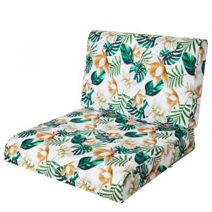 Bjird - Coussin pour chaises de Jardin - Coussin de siège - 50x50 cm Extérieur - ou transat de Jardin, terrasse ou Balcon - Fleurs Blanches