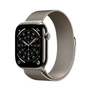 Apple Watch Series 11 GPS + Cellular 46mm Boitier en Titane Naturel avec Natural Milanese Loop - S/M