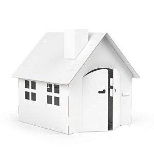 FOLDZILLA Maison de jeu en carton XXL Maison en carton blanche à peindre/décorer avec des stickers