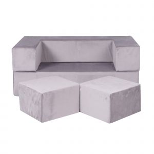 Canapé pour Enfants, Cube, Velours, Gris